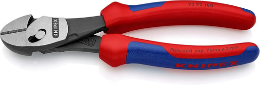 Knipex 73 72 180 BK TwinForce High Performance Leverage Diagonal Cutter with Comfort Grip Handle, Red/Blue