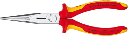 KNIPEX Tools - Long Nose Pliers With Cutter, 1000V Insulated (2618200US), 8 inches