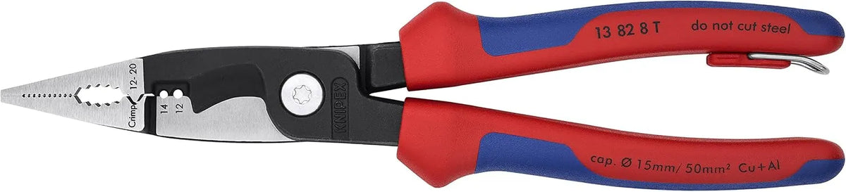 KNIPEX - 13 82 8 T BKA Tools - Electrical Installation Pliers, 12,14 AWG, Multi-Component, Tethered Attachment (13828TBKA)